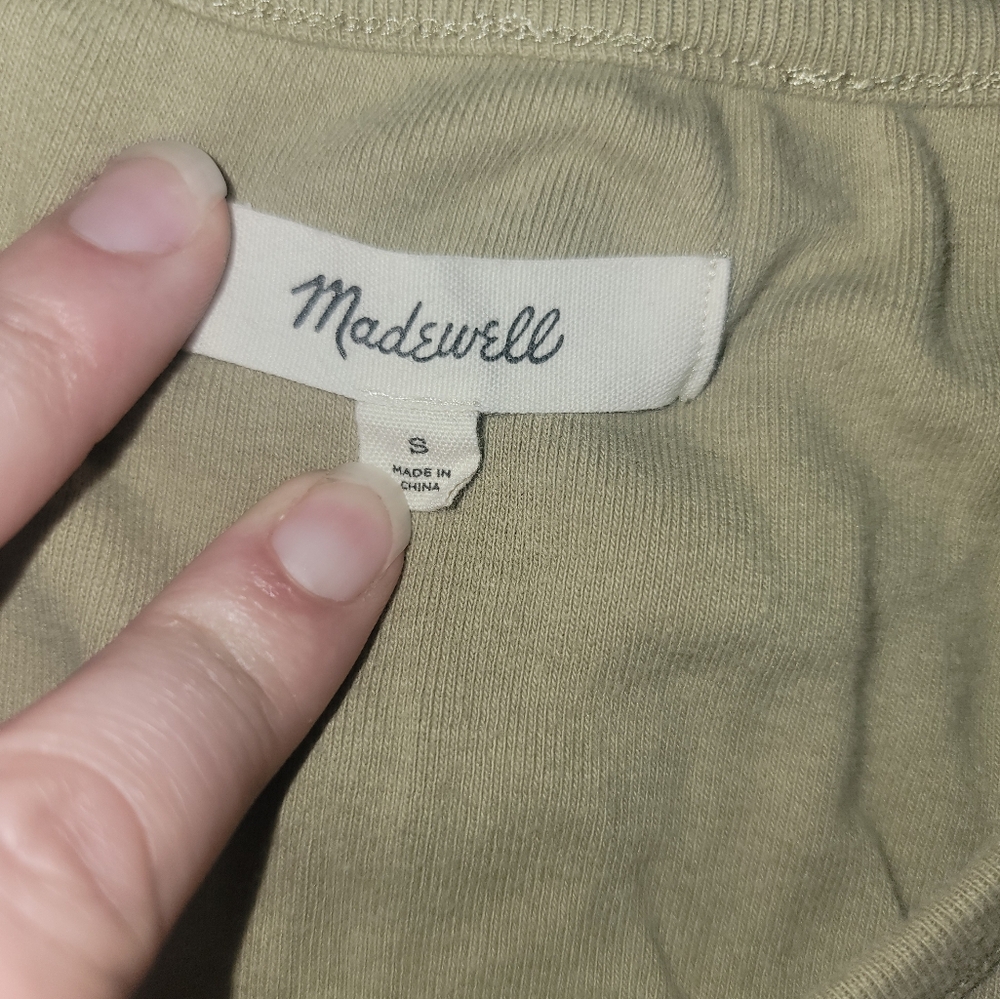 Madewell Eyelet Sleeve Henley Top Size S Ash Green - Picture 6 of 10